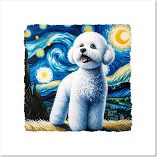 Starry Bichon Frisé Dog Portrait - Pet Portrait Posters and Art